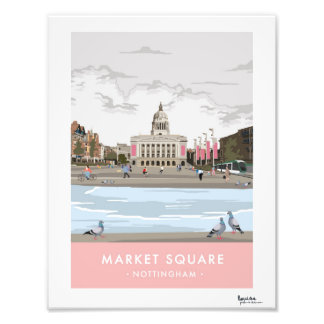 Modern Retro Nottingham City Centre Poster