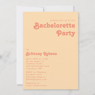 Modern Retro   Orange Cream Bachelorette Party Invitation