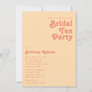 Modern Retro Orange Cream Bridal Tea Party Invitation