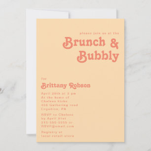 Modern Retro Orange Cream Brunch and Bubbly Invitation
