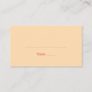 Modern Retro   Orange Cream Flat Wedding Place Card