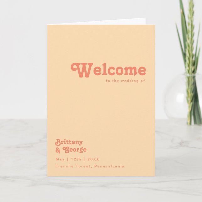 Modern Retro | Orange Cream Folded Wedding Program Programme (Front)