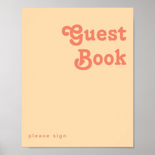 Modern Retro Orange Cream Guest Book Sign