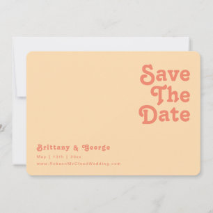 Modern Retro Orange Cream Horizontal Rounded Edges Save The Date