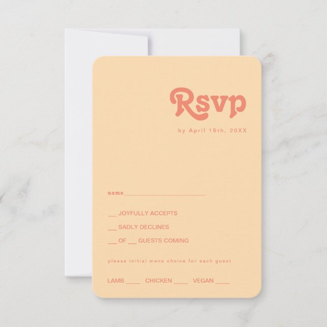 Modern Retro | Orange Cream Menu Choice RSVP Card (Front)