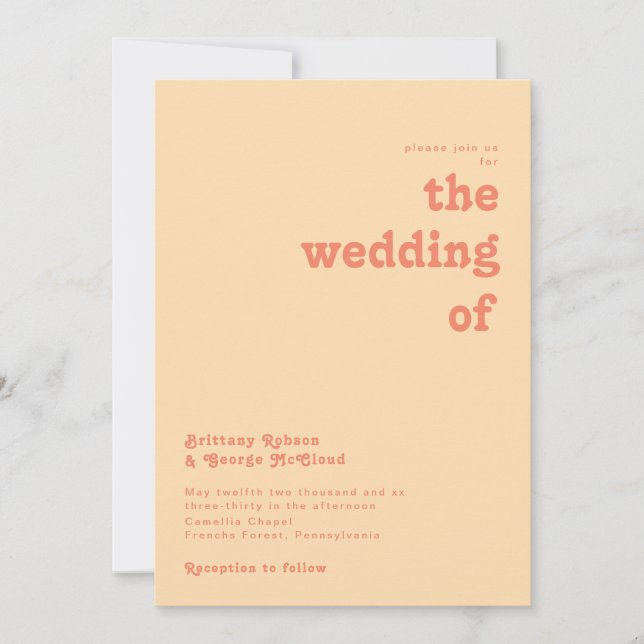 Modern Retro | Orange Cream The Wedding Of Invitation (Front)