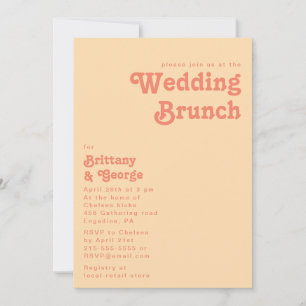 Modern Retro   Orange Cream Wedding Brunch Invitation
