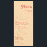 Modern Retro| Orange Cream Wedding Dinner Menu<br><div class="desc">This modern retro | orange cream wedding dinner menu is perfect for your simple vintage, colourful tropical boho summer wedding. Its unique bohemian mid-century font gives this design a classic minimalist groovy hippie vibe. If you're looking for a design that features bright, bold colours for your creative 70's beach wedding,...</div>