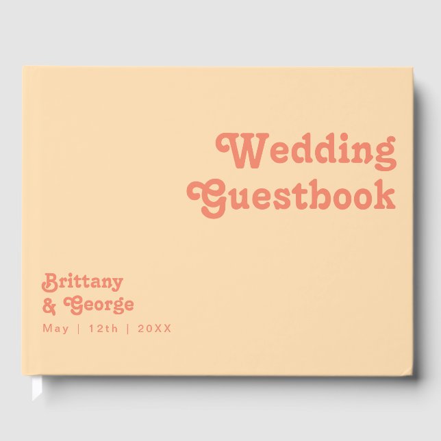 Modern Retro | Orange Cream Wedding Guestbook (Front)