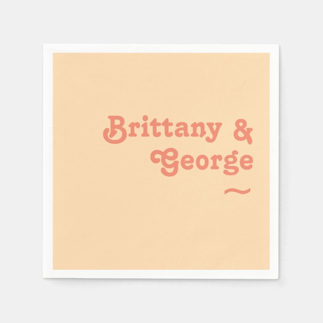 Modern Retro | Orange Cream Wedding Napkins (Front)