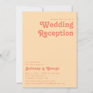 Modern Retro Orange Cream Wedding Reception Invitation