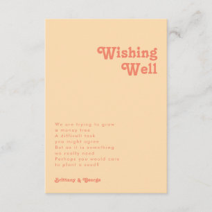Modern Retro   Orange Cream Wedding Wishing Well  Enclosure Card