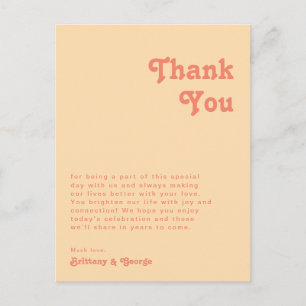 Modern Retro Orange Reception Table Thank You Card