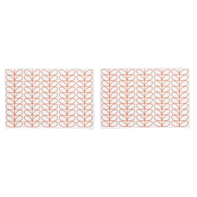 Modern Retro Orange Stem Pattern – Minimalist  Pillowcase (Front-Set)