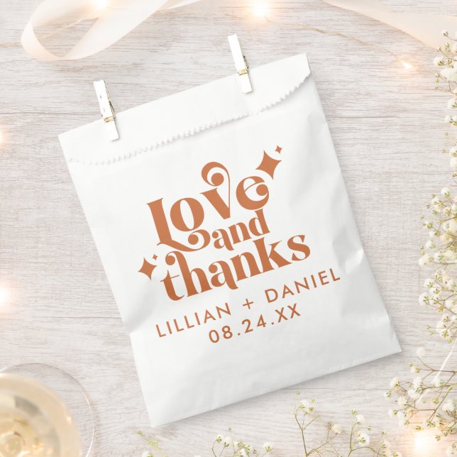 Modern Retro Orange Wedding Favour Bags (Clipped)