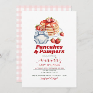 Modern Retro Pancakes Diaper Baby Shower Pink  Invitation
