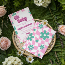 Modern Retro Pastel Oh Baby Shower Invitation