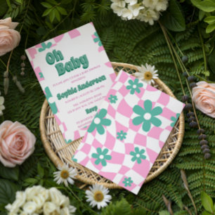 Modern Retro Pastel Oh Baby Shower Invitation