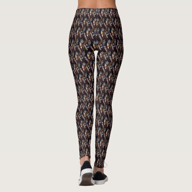  Modern Retro   Pattern Brown  Leggings (Back)