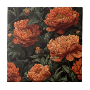 Modern Retro Peonies Ceramic Tiles  For Home Decor