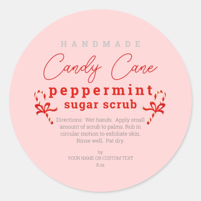 Modern Retro Peppermint Sugar Scrub DIY Classic Round Sticker (Front)