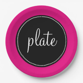 Modern Retro Personalised Custom Hot Pink Paper Plate