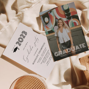 Modern Retro Photo Graduation Party Invitation