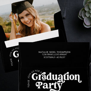 Modern Retro Photo Modern Groovy Cool Graduation Envelope