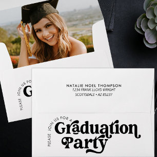 Modern Retro Photo Modern Groovy Cool Graduation Envelope