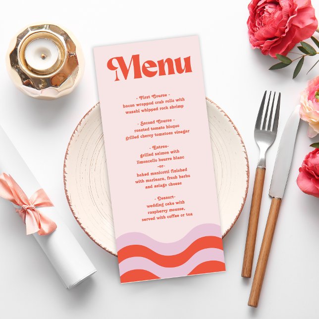 Modern Retro Pink And Orange Typography Wedding Me Menu (Creator Uploaded)