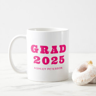 Modern Retro Pink Bold Typography Graduation Coffee Mug
