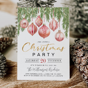 Modern Retro Pink Christmas Party Invitation