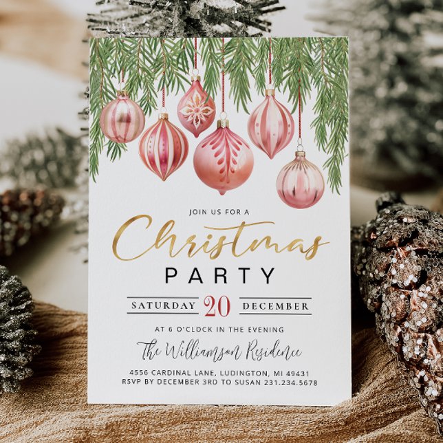 Modern Retro Pink Christmas Party Invitation (Modern Retro Pink Christmas Party Invitation)