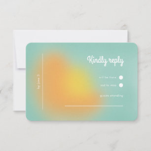 Modern Retro Pink Orange Gradient Ombré Wedding RSVP Card