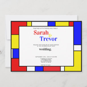 Modern Retro Primary Colours Geometric Art  Invitation