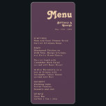 Modern Retro | Purple Casual Rounded Wedding Menu<br><div class="desc">These modern retro | purple casual rounded wedding napkins are perfect for your simple vintage, colourful tropical boho summer wedding. Their unique bohemian mid-century font gives this design a classic minimalist groovy hippie vibe. If you're looking for a design that features bright, bold colours for your creative 70's beach wedding,...</div>