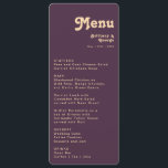 Modern Retro | Purple Casual Rounded Wedding Menu<br><div class="desc">These modern retro | purple casual rounded wedding napkins are perfect for your simple vintage, colourful tropical boho summer wedding. Their unique bohemian mid-century font gives this design a classic minimalist groovy hippie vibe. If you're looking for a design that features bright, bold colours for your creative 70's beach wedding,...</div>