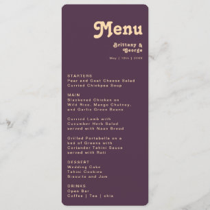 Modern Retro   Purple Casual Rounded Wedding Menu