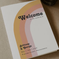 Modern Retro Rainbow Budget Folded Wedding Program