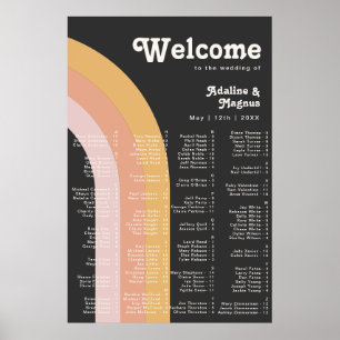 Modern Retro Rainbow   Dark Alphabetical Seating Poster