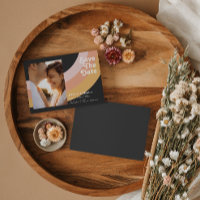 Modern Retro Rainbow Dark Horizontal Save The Date