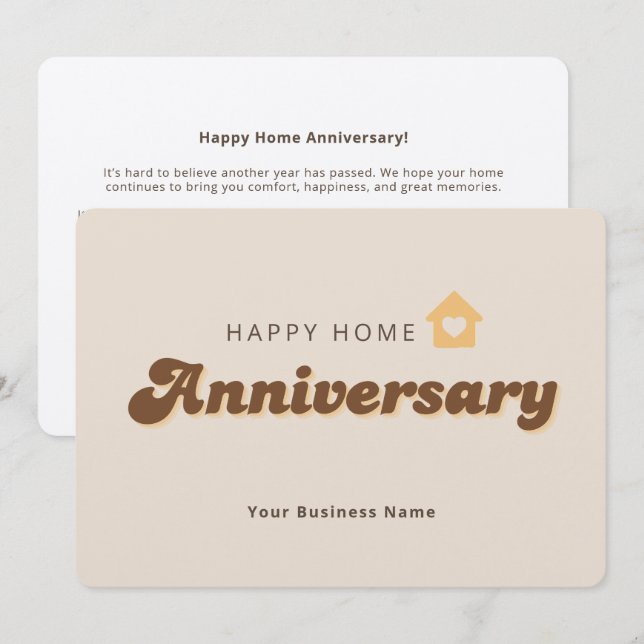 Modern Retro Real Estate Home Anniversary QR Code  Card (Front/Back)