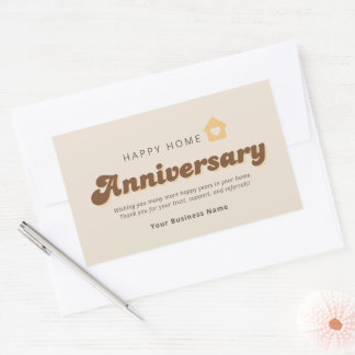 Modern Retro Real Estate Home Anniversary Referral Rectangular Sticker
