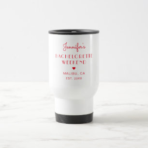 Modern Retro Red Bachelorette Personalised Travel Mug