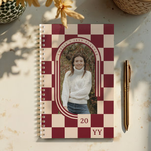 Modern Retro Red Checker Pattern Arch Photo Planner