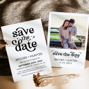 Modern Retro Save The Date   Wedding Invite