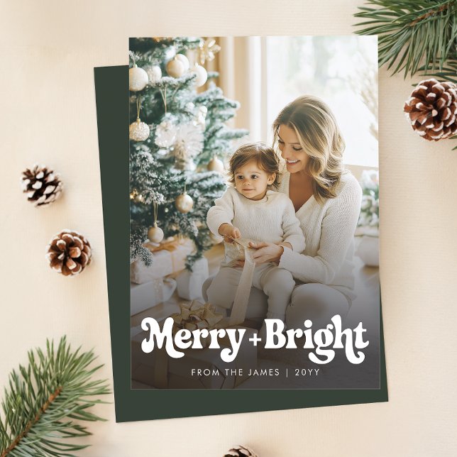 Modern Retro Simple Photo Christmas Holiday Card (Creator Uploaded)