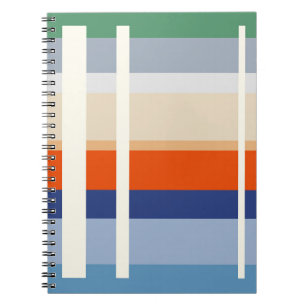 Modern Retro Striped Geometric Design Notebook