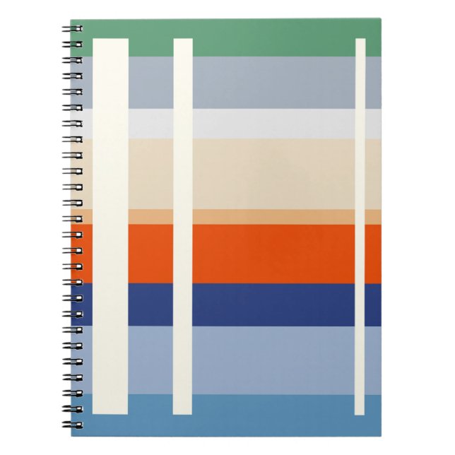 Modern Retro Striped Geometric Design Notebook (Front)