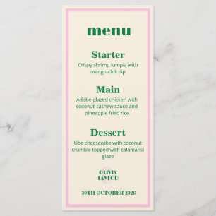 Modern Retro Striped Wedding Information Menu